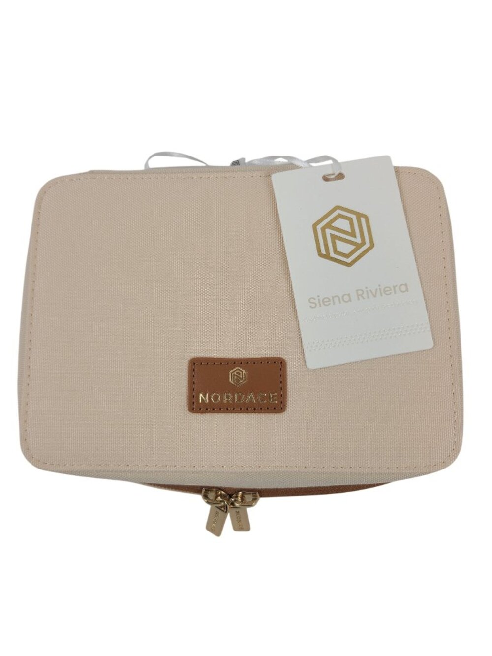 NEW Nordace Siena Riviera Jewelry Organizer Case Travel Beige Zipper Closures